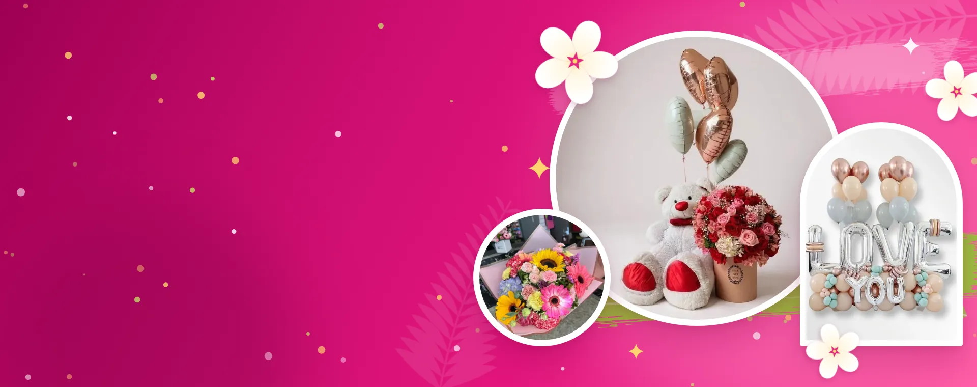 Bouquet con oso de peluche y globos personalizados